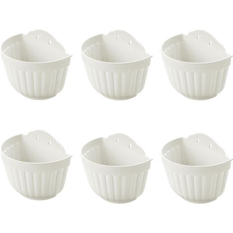 6 pcs Pots de 25 cm Fleurs muraux verticaux à Suspendre pour Jardin, Salon, fenêtre, intérieur, extérieur, Cuisine, Herbes, Balcon, Balustrade, étagère, clôture, décoration de Treillis Blanc (1/5)
