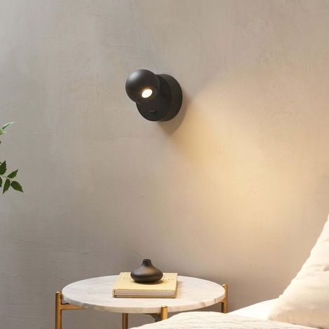 Unauffällige schwarze Leselampe mit klarem LED-Design integriert - Loën