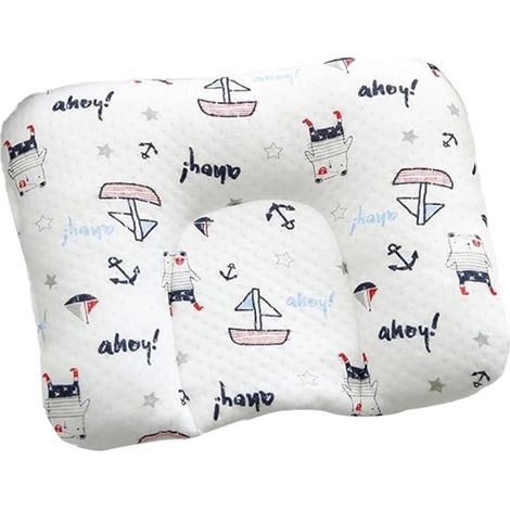 Coussin bébé en forme de U motif petit voilier, oreiller doux anti-aplatissement pour nouveau-né, appui-tête ergonomique, housse en coton, coussinet moelleux pour nourrisson (1/5)