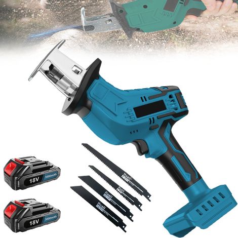 Teetok – Scie alternative sans fil 18V avec 2 batteries 3.0Ah – Profondeur de coupe 150mm – Moteur à vitesse variable jusqu'à 2800 SPM – 4 lames incluses