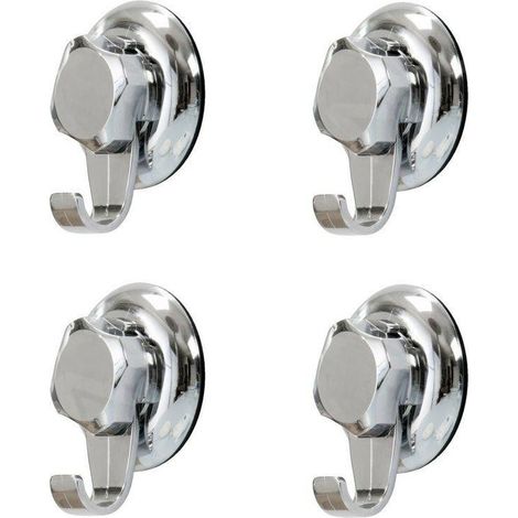 Lot de 4 grands crochets à ventouse Bestlock chrome - COMPACTOR - 7.1 x 4 x H.8.7 CM - Argent (1/5)
