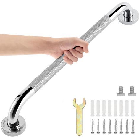 sunzone Barres d'Appui de Salle de Bain,304 Antidérapant Acier Inox Maintien Poignée Douche, pour Baignoire,Toilettes, Salle de Bain, Rampe d'Escalier, 60cm (1/5)
