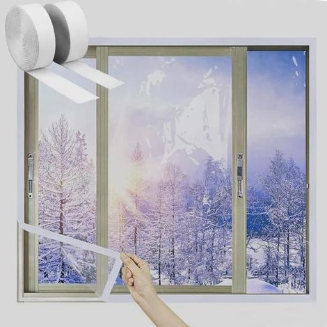 Isolierende Fensterfolie, hitzebeständige Innenausstattung, Isolierset für Fenstertüren, transparente Isolierfolie zum Schutz (1/4)