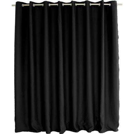Homemaison – Rideau occultant 300 x 240 cm – 100% polyester 210 g/m² – Oeillets métal chromé 4 cm – Coloris noir