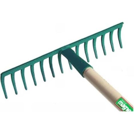 Rateau 14 Dents - Acier - Manche Fibre de Verre 1,50 m - Outil de Jardinage Résistant - D-Work