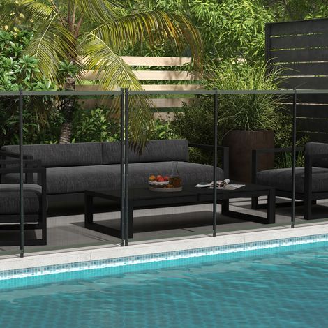 Barrière de piscine 365x126 cm en aluminium noir, 4 panneaux, sécurité enfant pour jardin – MEUBLIV (1/5)