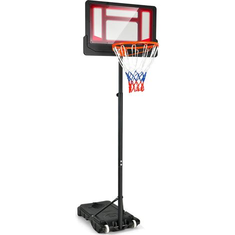 Panier de basket portable réglable en hauteur 4,3-8,2 ft, avec roulettes et base lestable, pour extérieur (1/5)