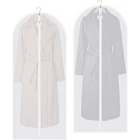 Housses longues pour costumes - Lot de 2 - 60 x 140 cm - Protection doublée pour vêtements - Housse zippée - Housse transparente (1/5)