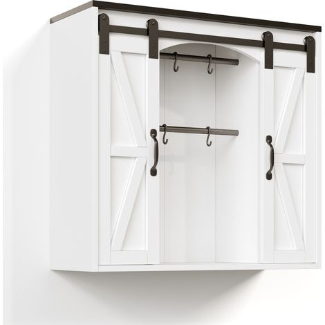 Küchenhängeschrank mit 2 Schiebetüren und verstellbaren Böden, weiß, MDF, 80 x 31 x 76 cm (1/5)