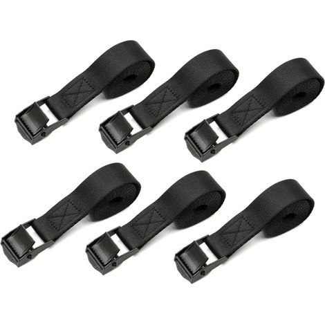 Spanngurte 6er Set Schwarz 2cm x 50cm mit Metallschnalle für Transport und Ladungssicherung