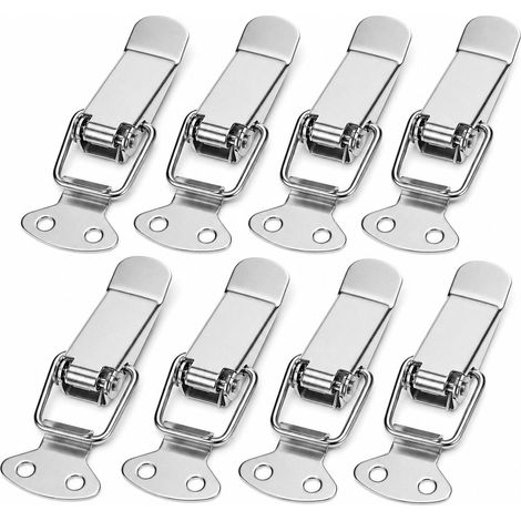 Lot de 8 Fermoirs à Levier 56mm en Acier Inoxydable – Fermeture de Boîte à Ressort pour Boîte à Outils, Coffre et Armoire – Loquet de Tension Argenté avec Vis (1/5)