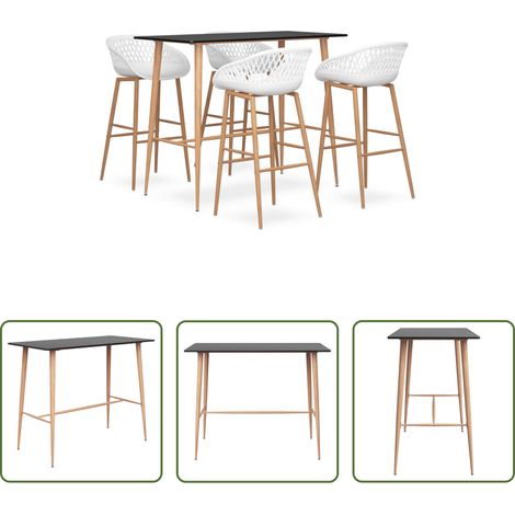 Tabouret de bar - Ensemble de bar 5 pcs Noir et blanc (1/5)
