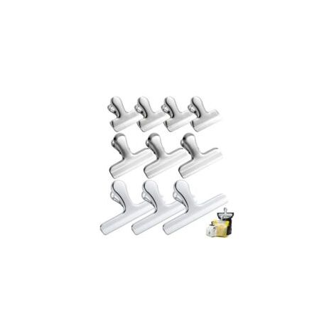 10 Edelstahl-Beutelclips, 3 Größen (12 cm, 7,6 cm, 4 cm), robust, luftdichter Griff, Beutelclips für Lebensmittel und Kaffeetüten, geeignet für Büro, Küche und Haushalt – Crezuo
