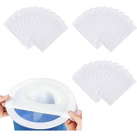 Confezione da 30 coperture per filtro skimmer da piscina, in nylon ultrafine, colore bianco. (1/5)