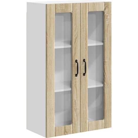 Maison Exclusive - Mobile in vetro da parete LUCCA Rovere Sonoma 60 x 31 x 100 cm