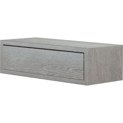 Mensola da Parete 1 Cassetto 45x13,4x20 cm in Fibra di Legno Lego Rovere Grigio New (1/5)