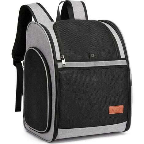 Sac à Dos Transport Chat Chien: Petits Animaux Grand Chat 10kg Sac Voyage Respirant et Pliable avec Sangle de Sécurité Intérieure pour Camping Randonnées Train Voiture Restaurant - Gris (1/5)