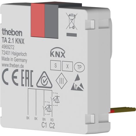 Theben 4969272 TA 2.1 KNX 2-fach Binäreingang-Tasterschnittstelle KNX TP, KNX Data Secure, Leitungslänge bis zu 30 m (1/5)
