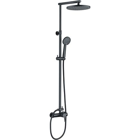 Edouard Rousseau – Colonne de douche thermostatique GRAFITO gris anthracite – Tête Ø 250 mm – Douchette 2 jets – Bras télescopique ajustable – Flexible inox 1,50 m (1/3)