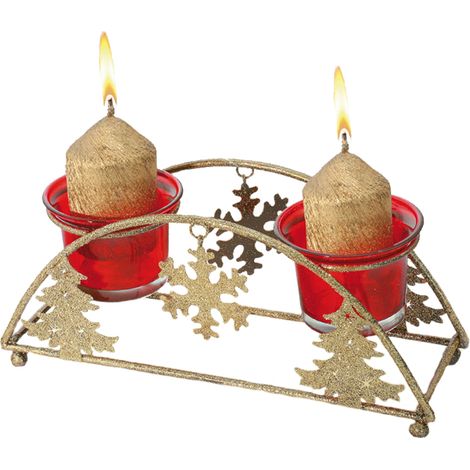 Candeliere in metallo a due bracci, elegante, per due candele, decorazione da tavola