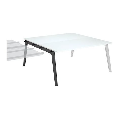 Pôle de 2 bureaux suivants chêne clair piètement anthracite RAL 7016 + goulotte L 160 cm - Exprim - Maxiburo (1/2)