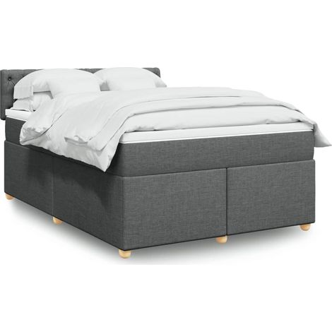 Boxspringbett mit Matratze Dunkelgrau 160x200 cm Stoff
