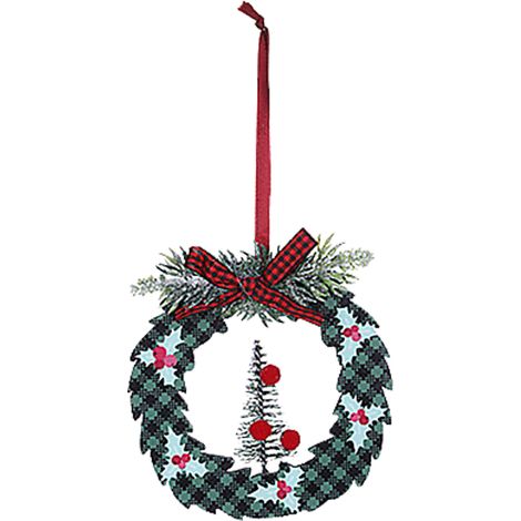 Décoration De Noël Guirlande Verte Couronne Ornements Scène Fête (1/2)