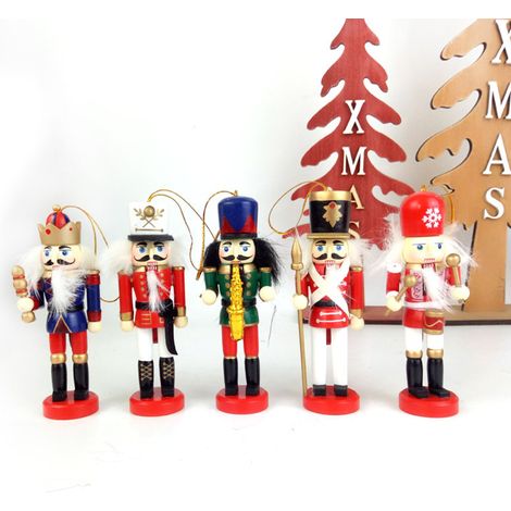 6 Stück handbemalte Nussknacker 13 cm, traditionelle Soldatenfiguren für Weihnachtsdekoration & Partys (1/4)