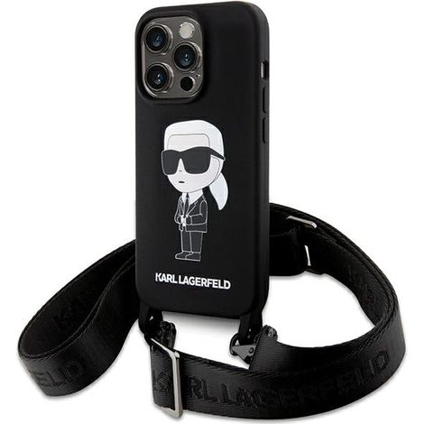 iPhone 15 Pro Max Hülle Karl Lagerfeld Crossbody Silikon Schwarz (1/5)