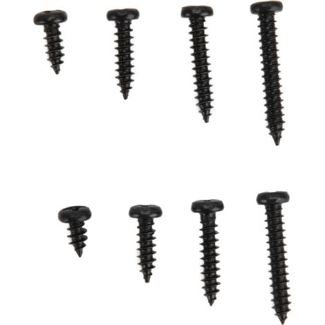Kit de 300 vis autotaraudeuses à tête fraisée cruciforme M3 en acier carbone noir - Assortiment de tailles pour fixation