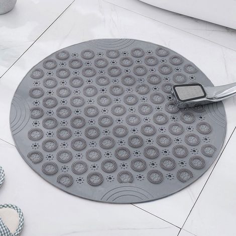 Tapis de douche circulaire antidérapant à ventouses, séchage rapide, massage par picots en pétales, diamètre 30 cm, Anthracite (1/5)