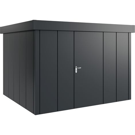 Hörmann Metall-Gerätehaus "Juno" mit Flachdach, JFD13 - Design, 310 x 262 cm (B x T), anthrazit, 1-flüglige Tür, Anschlag rechts (1/5)