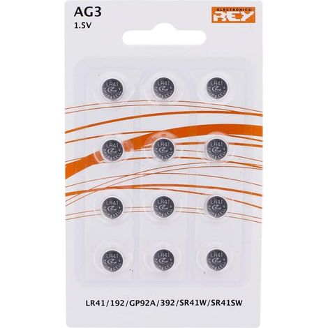 Lot de 12 Piles AG3 1.5V, Pile Bouton au Lithium Alcaline, LR41, 192, GP92A, 392, SR41W, SR41SW (1/5)