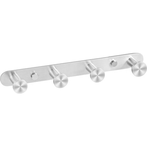 Porte-manteau mural robuste en acier inoxydable pour salle de bain, 4 crochets, argenté (1/4)