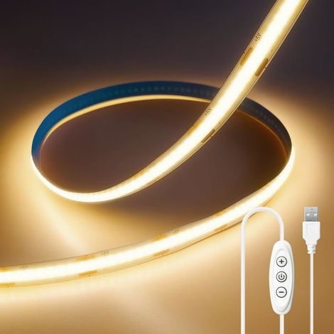 BelleRise - Ruban LED Blanc Chaud, 5V Bande LED 2 Mètres Alimenté par USB avec Gradateur Tactile Bandeau Lumineuse LED Flexible pour Chambre (1/5)