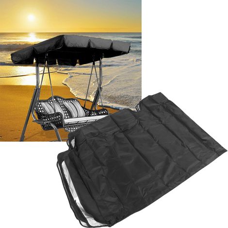 Wasserdichte Schutzhülle und Sonnenschutz für 3-Sitzer-Schaukel, schwarz, 190 x 132 x 15 cm, ideal für Garten, Hof oder Terrasse. (1/5)