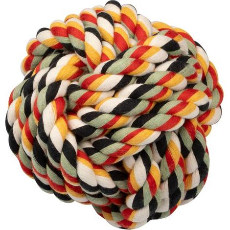 Gioco per cani in corda annodata multicolor a forma di palla 15 cm