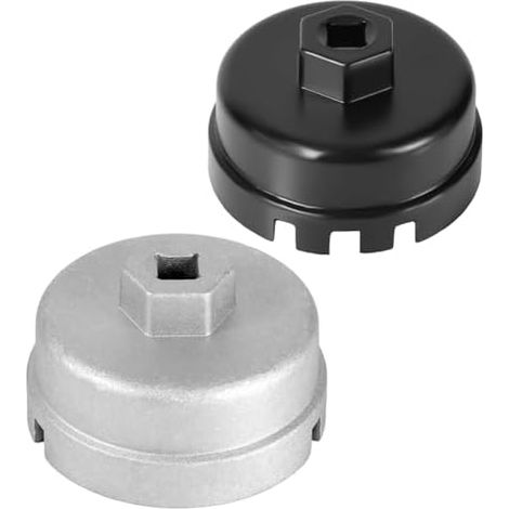 2pcs Clé pour Filtre à Huile, Outil Huile Alliage d'Aluminium Cranté Oil Filter Wrench 64mm Moteur 4 Runner RAV4 Highlander Sienna 2,5-5,7L - (1/5)