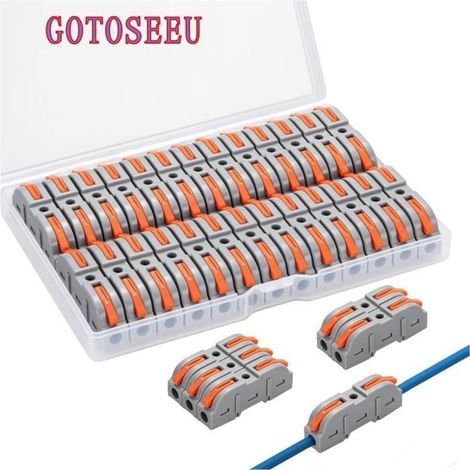Connecteurs Electriques Rapide avec Levier,Bornes de Connexion Automatique,Peut être Librement Combiné,26 Pièces Assortiment,Cuivre (1/4)