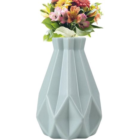 Vaso geometrico in ceramica, semplice e infrangibile, ideale per l'arredamento d'interni (tavolino da caffè) – Blu (1/5)