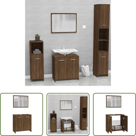 Rangement salle de bain - Meubles de salle de bain Chêne marron Bois d'ingénierie (1/5)