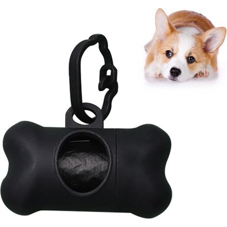 Hundekotbeutel, Hundekotbeutelspender mit Clip, schwarz, 8,5 × 4,5 cm (1/5)