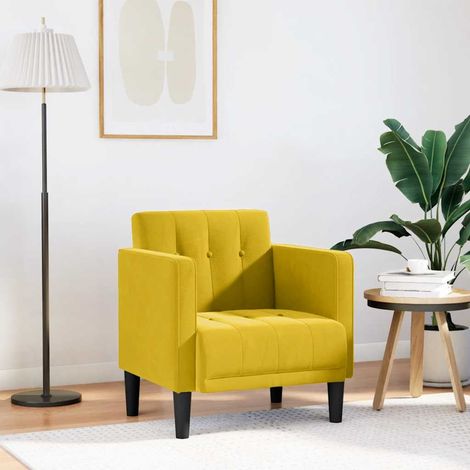 vidaXL Fauteuil avec accoudoirs velours jaune 53 cm