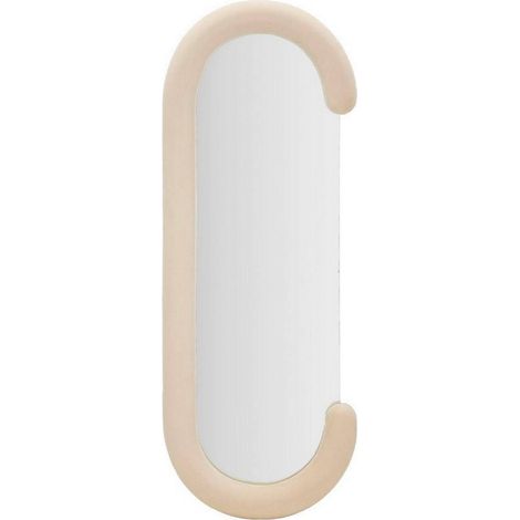 Dmora - Specchio Shot, Specchiera, Articolo d'arredo a muro, Decorazione con specchio, 60x7 h160 cm, Crema