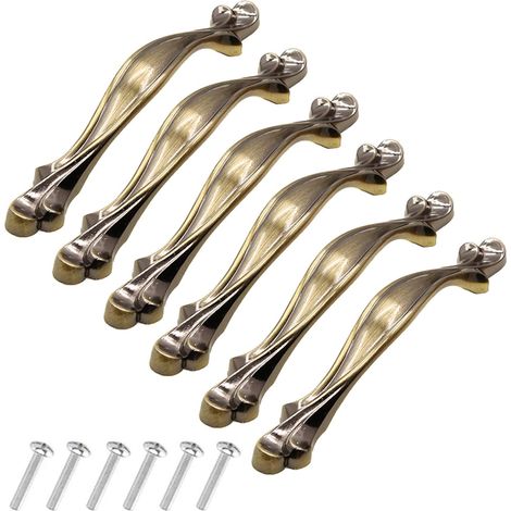 6er-Pack Vintage-Schrankgriffe, antike Möbel- und Küchenschrankgriffe, 96 mm Lochmitte, Grünbronze