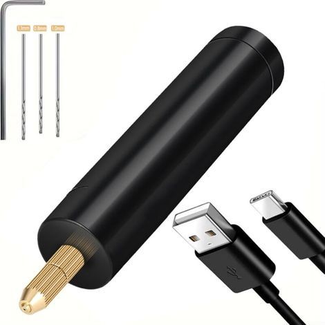Trapano elettrico leggero e compatto, utensile rotante USB, ricaricabile, penna per incisione con punte per la creazione di gioielli e forature fai-da-te (modello ricaricabile) (1/4)