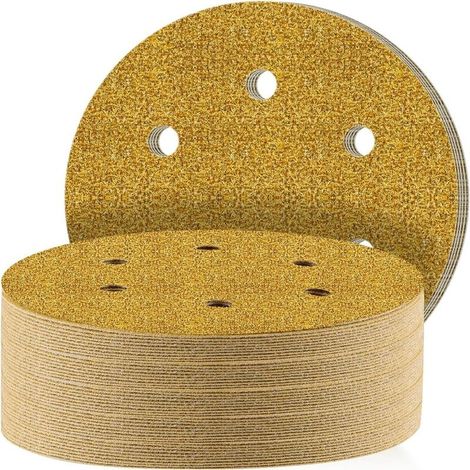 150mm Sanding Discs, 40 Pieces Sanding Discs Sander Round Sanding Pads 6 Holes 60 Grit for Sanding Polishing Rust Removal for Random Orbital Sander (1/5)
