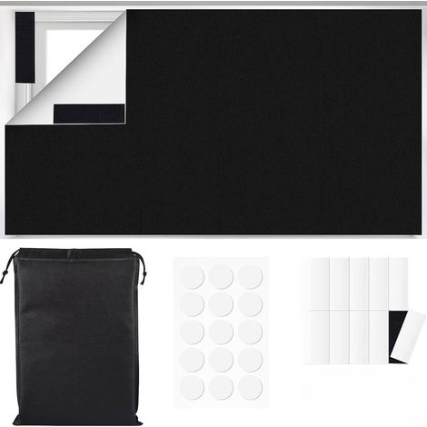 Tissu occultant autocollant, 1 pièce, 150 x 300 cm, ajustable, installation sans perçage, avec ruban double face et 10 bandes autoagrippantes, protection contre la lumière pour fenêtre et balcon (1/4)