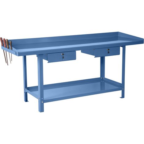 Banco da lavoro 150 cm con 2 cassetti azzurro GR08-B DERBY