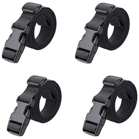4 pièces Sangle à Boucle Rapide 25 mm Sangle Valise Petite Sangle à Cliquet Plastique pour Arrimage Bagage Fixation Déménagement (Noir - 25 mm, 1.8 m)